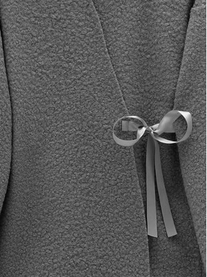 Yandan Bağlamalı Buklet Kimono  -Füme