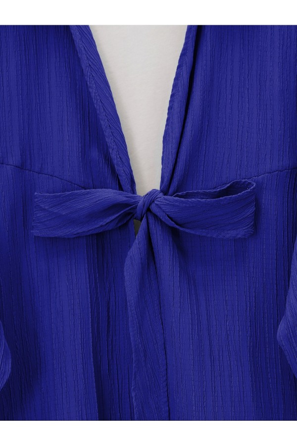 Önden Bağlamalı Krınkıl Kimono -Saks