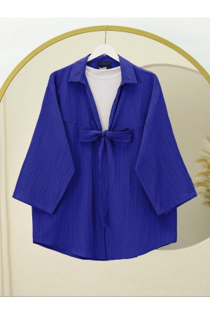 Önden Bağlamalı Krınkıl Kimono -Saks