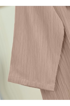 Front Tie Crinkle Kimono -Salmon