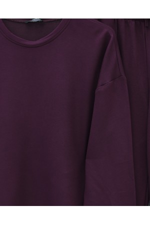 Oysho Suit with Lace-Up Skirt and Long Back -Damson
