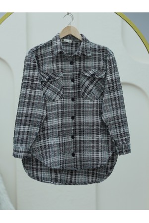 Tweed Shirt with Flap Pocket   -Mint Color