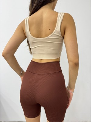 Thick Strap Padded Bustier -Cream color