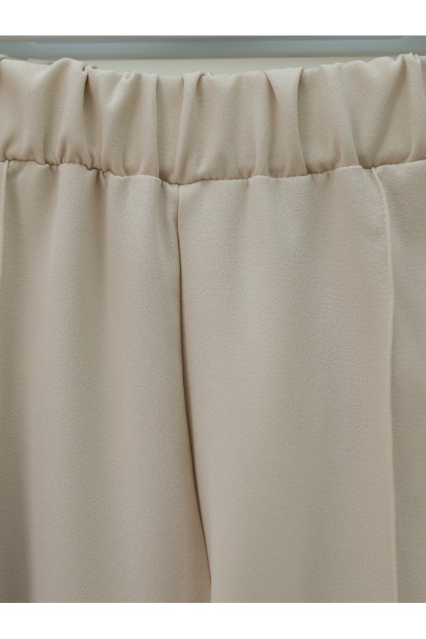 Belted Vest and Wide Leg Trousers Set - Beige