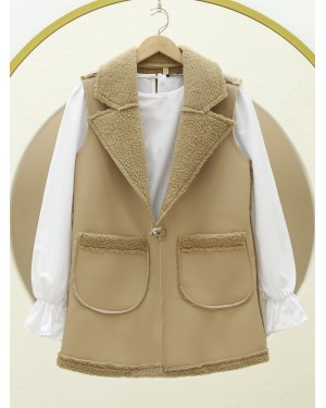 سترة من القطيفة بجيب مزدوج من لامب  -بيج كاشف