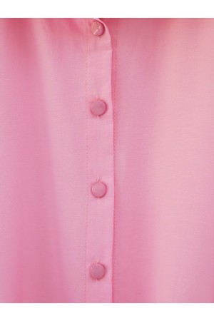 قميص مطوي مربوط عند الخصر بنصف أزرار -وردي