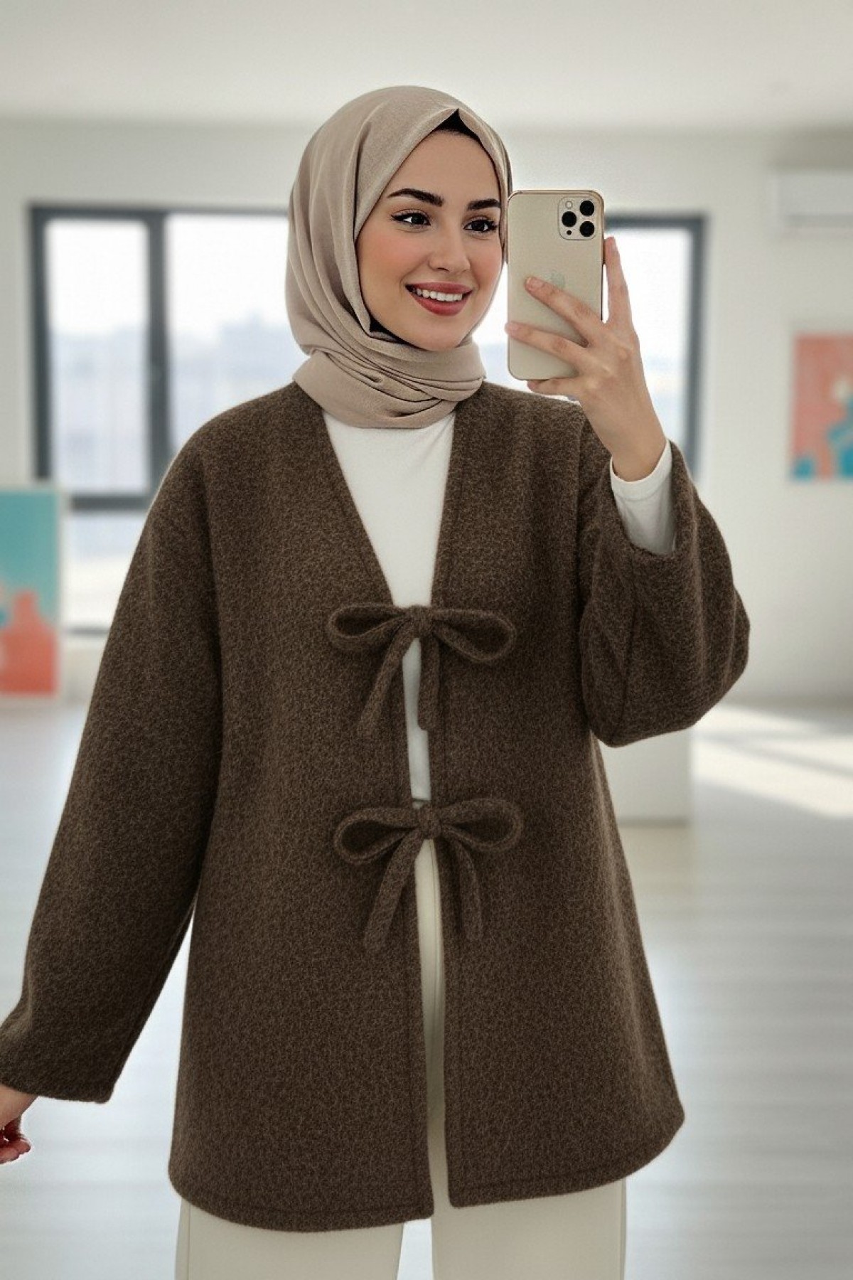 كيمونو ملتحي بربطة  أمامية -بنى