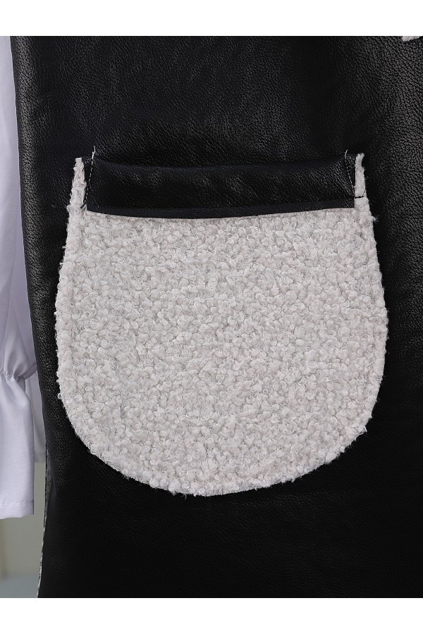 Lamb Plush Double Pocket Vest -White