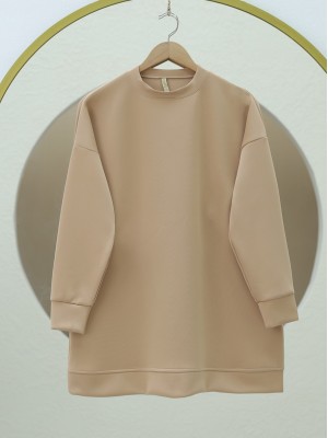 Round Neck Scuba Sweat -Light Mink