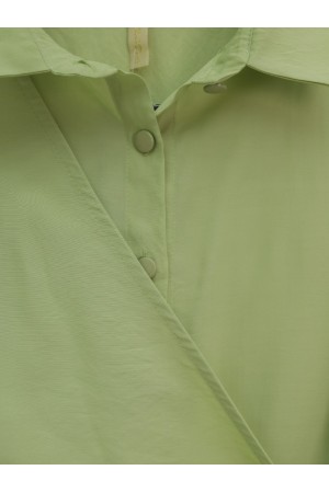 قميص بأكمام مرنة وربطة متقاطعة وأزرار -بحري