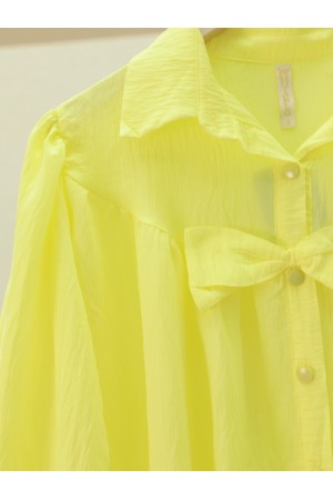 قميص بقطعة مفصلة من القوس الأمامي  -أصفر فاتح