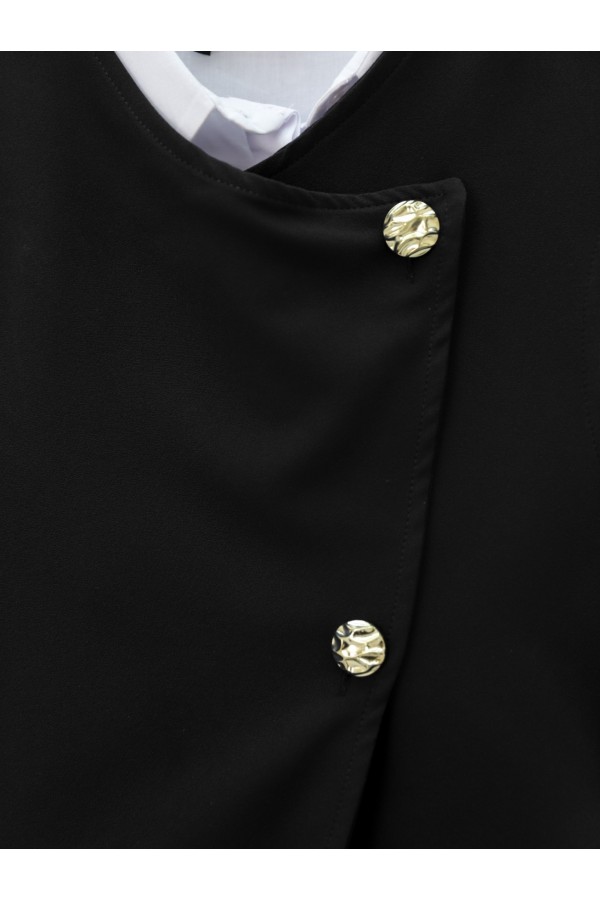 Belted Vest and Wide Leg Trousers Set -Black