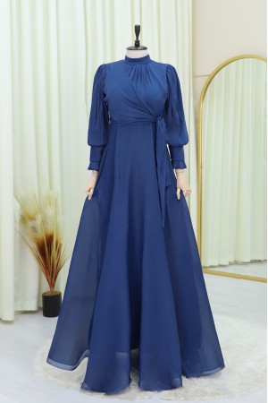 Dik Yaka Yandan Bağlamalı Janjanlı Abiye -Laci