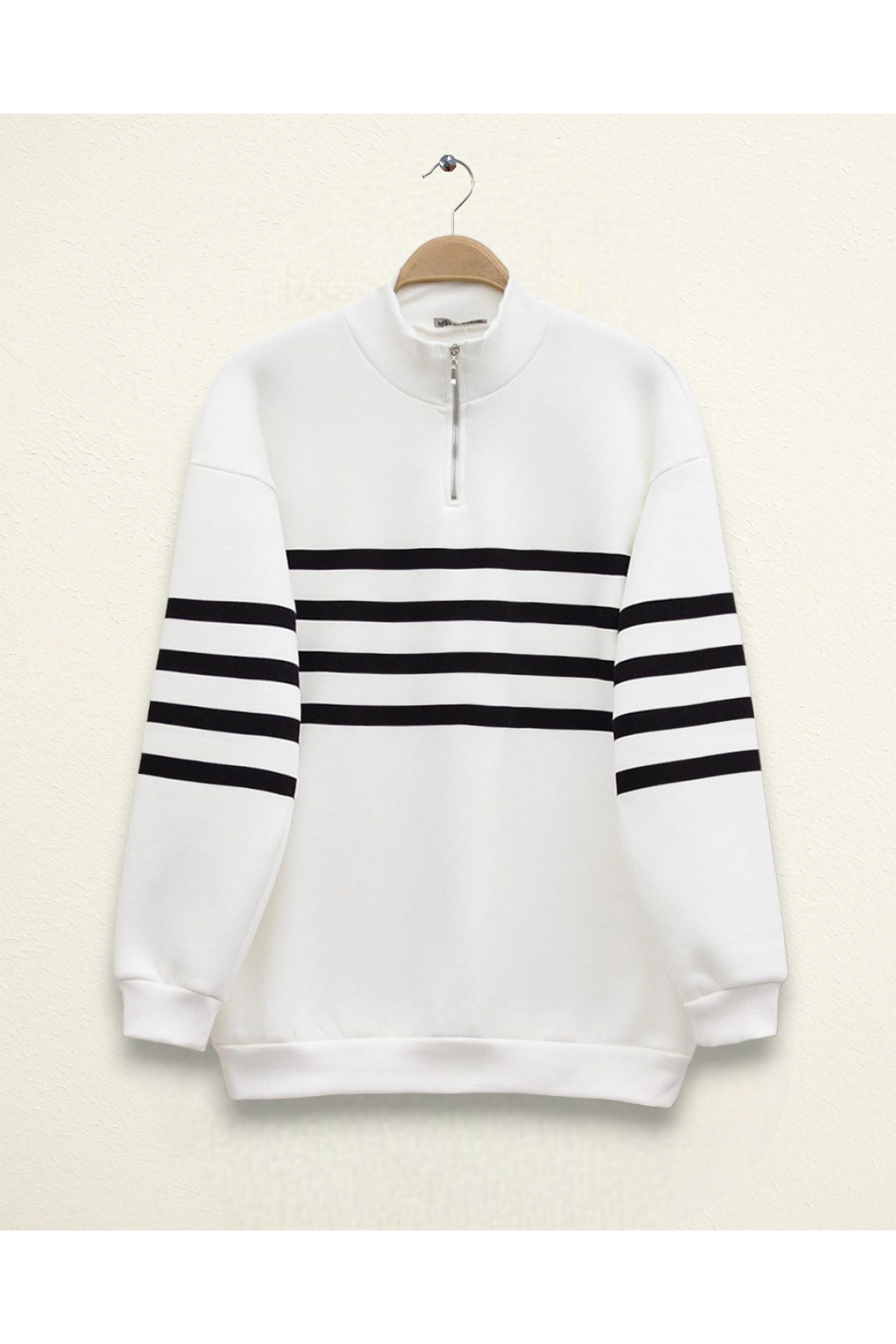 Fermuralı Uç İp Kıslık Polar Sweat (5004) -Siyah