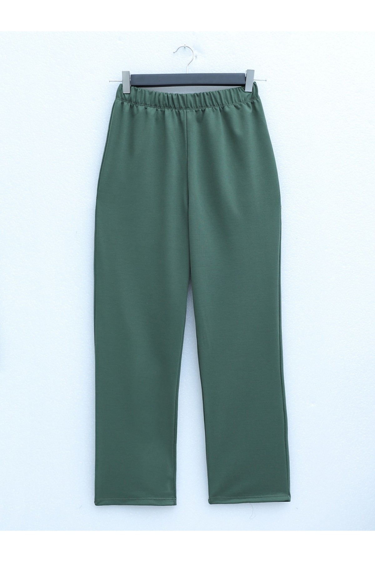 Round Neck Top Long Two Thread Combed Cotton Suit -Khaki