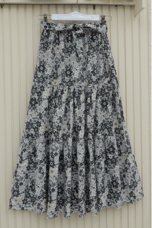 Çiçek Desenli Kemerli İkili Takım -Siyah