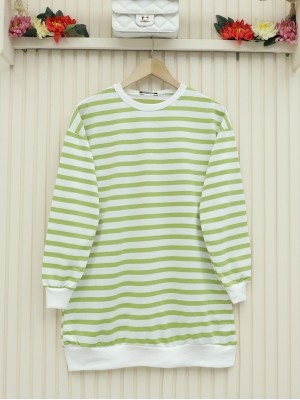 Side Striped Crew Neck Sweat  -Oil Green