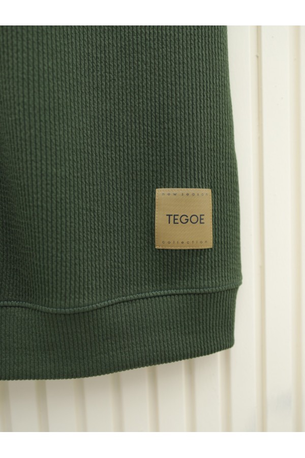 Corduroy Fabric Buttoned Long Cardigan -Khaki