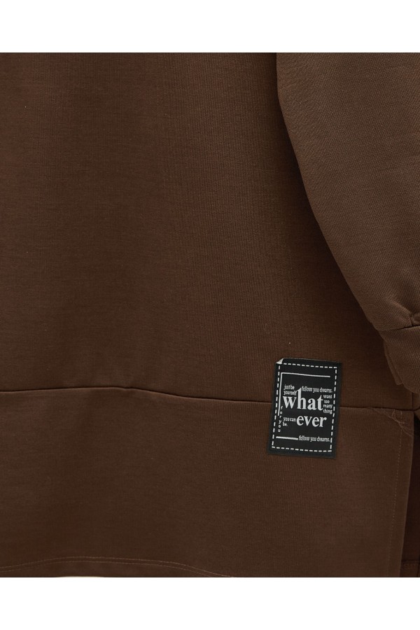 Double Combed Cotton Suit with Snap Fastener Crest Detail -Brown