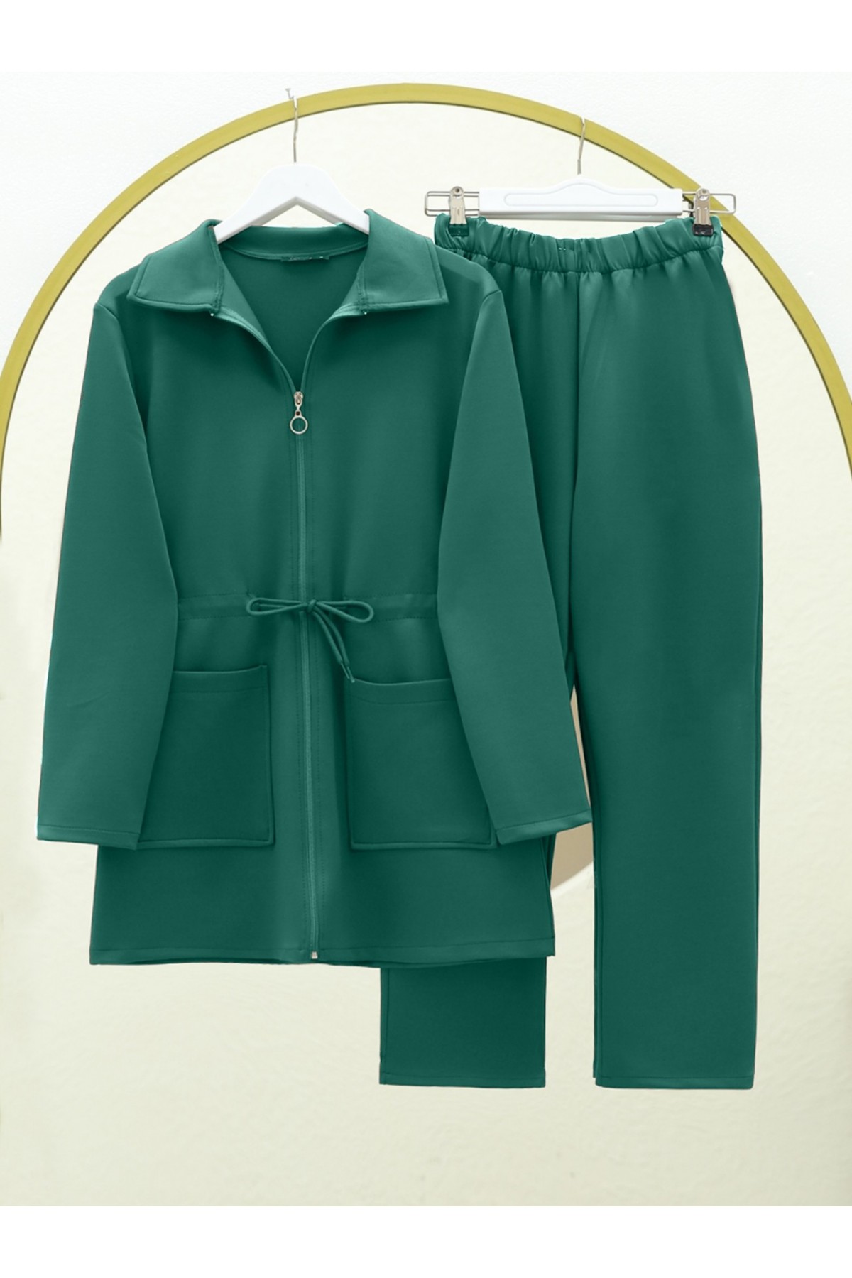 Full Zippered Tunnel Laced Scuba Suit -Green