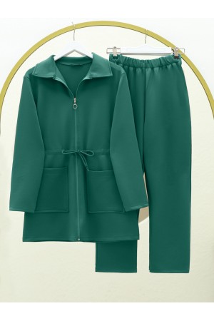 Boydan Fermuarlı Tünel Bağcıklı Scuba Takım -Yeşil