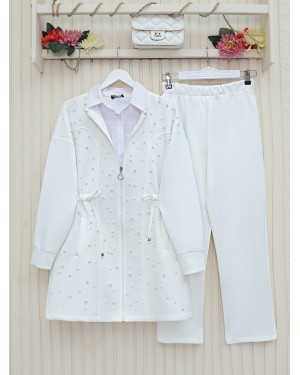 Pearly Tunnel Laced Scuba Suit -White