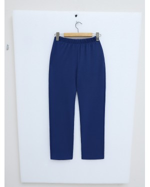 Hakim Yaka Önü Taş Detaylı Pantolonlu Takım -İndigo