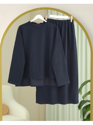 Arkası Uzun Yırtmaçlı Etekli İki İp Penye Takım -Laci