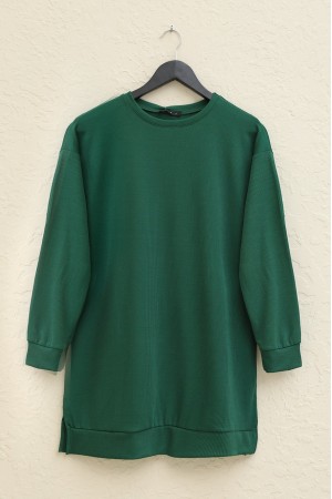 Bisiklet Yaka Yırtmaçlı Fitilli Takım -Zümrüt