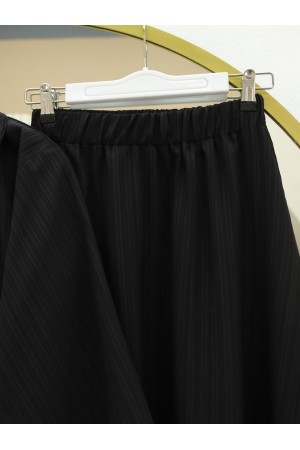 Önü Bağlamalı Etekli Krinkıl Takım  -Siyah