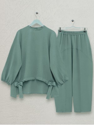 Önden Büzmeli Şalvar Pantolon Ayrobin Salaş Takım -Çağla Y.