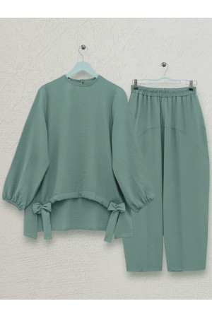 Önden Büzmeli Şalvar Pantolon Ayrobin Salaş Takım -Çağla Y.