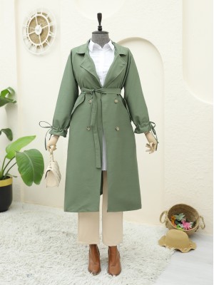 Kolu Manşeti Bağcıklı Kemerli Kap -Haki