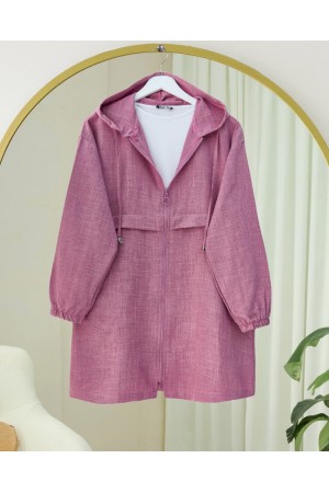 Cep Detaylı Keten Kap  -Vişne