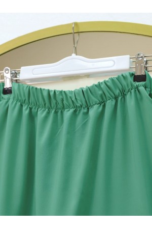 Ribbon Detailed Elastic Waist Skirt -Green