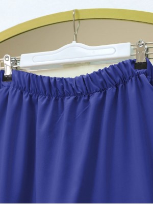 Kurdele Detaylı Parçalı Beli Lastikli Etek -Saks