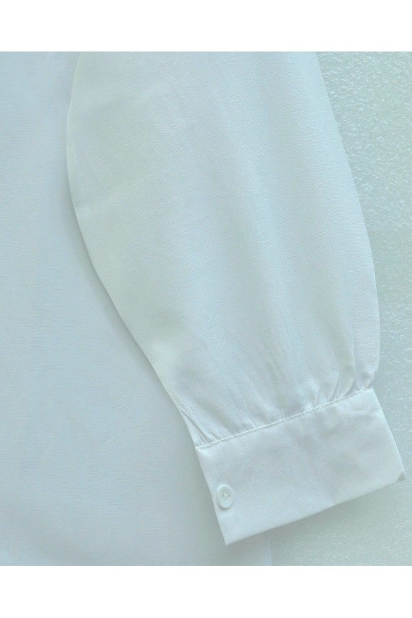 Buttoned Oversize Plain Shirt -White