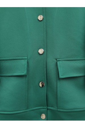 Double Pocket Metal Buttoned Skirted Scuba Suit-Emerald