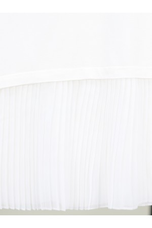 Dik Yaka Eteği Pliseli Penye İçlik  -Beyaz