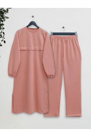 بدلة طويلة من القطن الممشط برقبة دائرية -فم الجراء