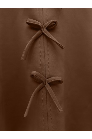 Scuba Suit with Bow Detail and Skirt -Brown