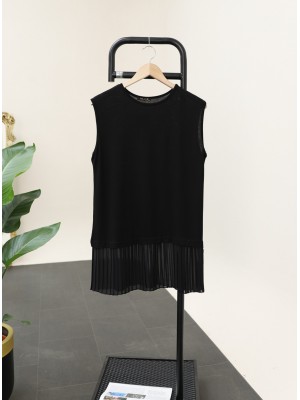 ملابس داخلية قطنية ممشطة مطوية مع تفاصيل من التول على التنورة -أسود