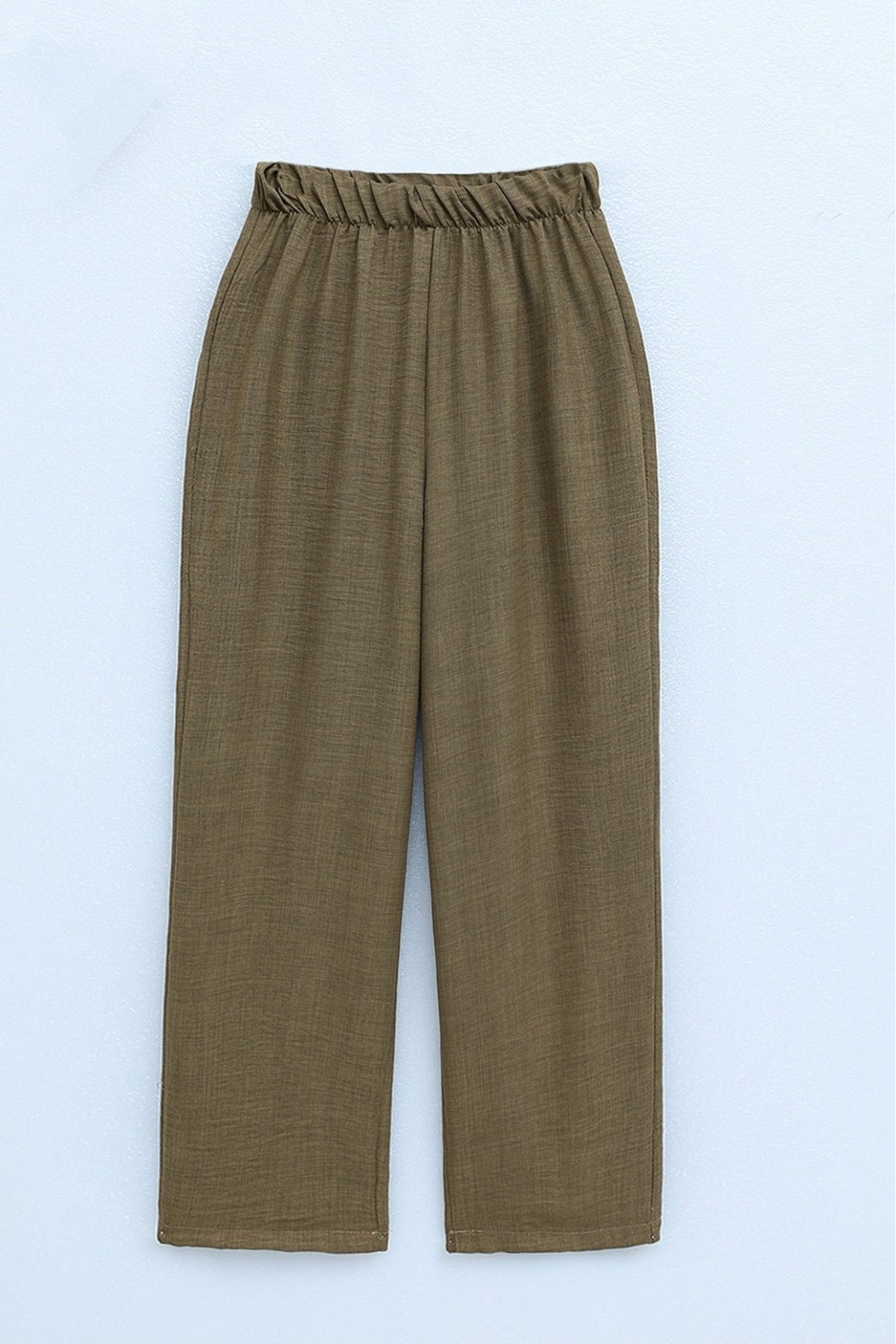 Double Suit with Elastic Sleeves and Lacing Detail -Brown