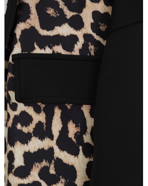 ليوبارد منقوشة جيب مفصلة انغلق البدلة -أسود