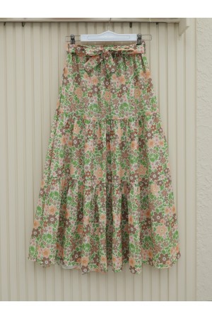 الأزهار منقوشة مربوط بدلة مزدوجة -تدرجات البيج