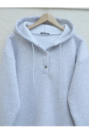 غطاء للرأس بثلاثة خيوط مع مشبك على الياقة -رمادي فاتح