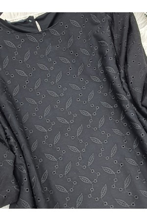 تونيك بأكمام مرنة وتنورة مقطعة -أسود