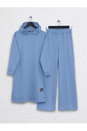 Hooded Slit Grass Suit -Baby Blue
