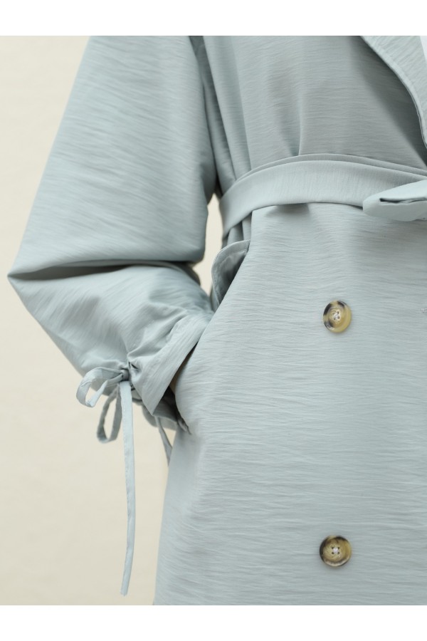 Belted Cape with Laced Cuff -Sea green