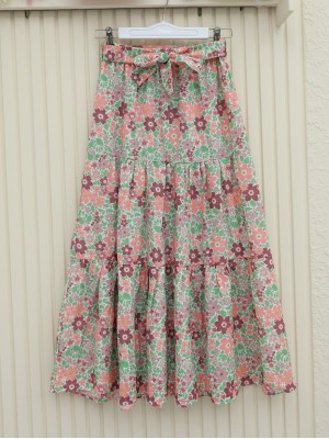 Çiçek Desenli Kemerli İkili Takım -Bordo